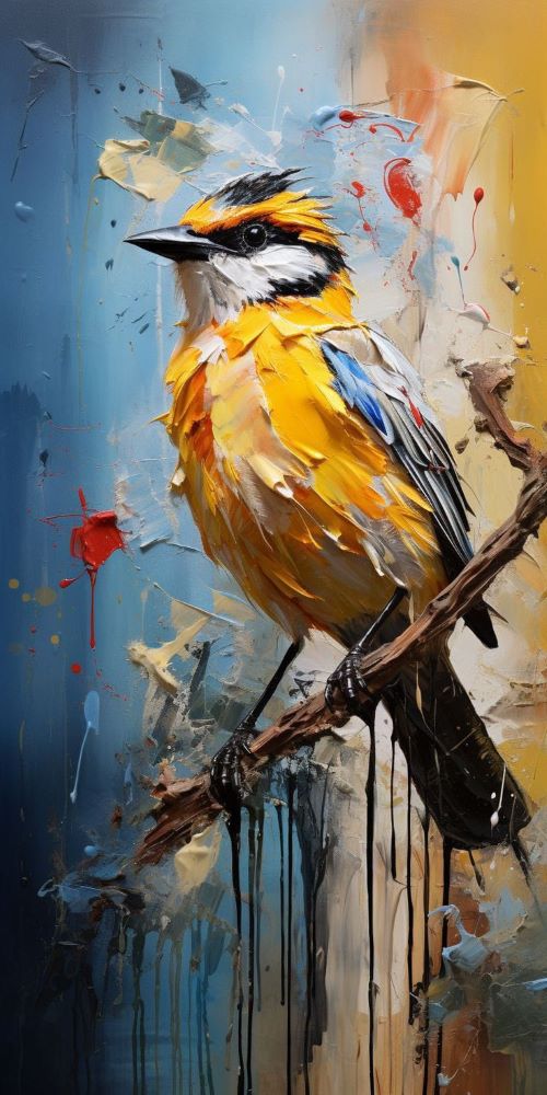 Vivid Melody - Abstract Yellow Bird Canvas Art