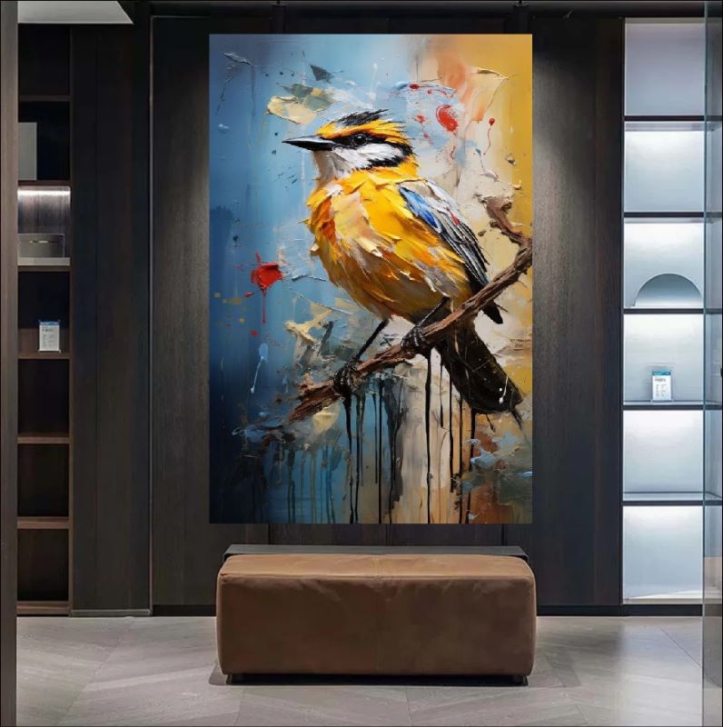 Vivid Melody - Abstract Yellow Bird Canvas Art