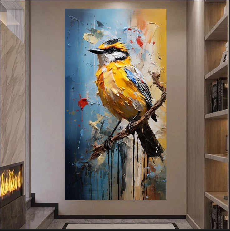 Vivid Melody - Abstract Yellow Bird Canvas Art