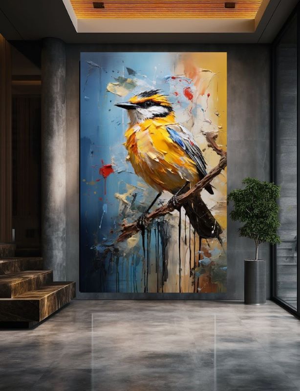 Vivid Melody - Abstract Yellow Bird Canvas Art