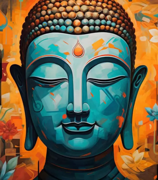 Blue & Orange Buddha Painting