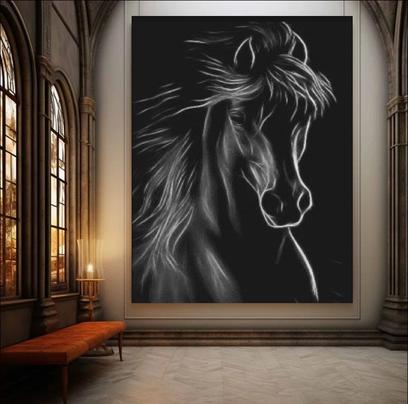 Black horse in black