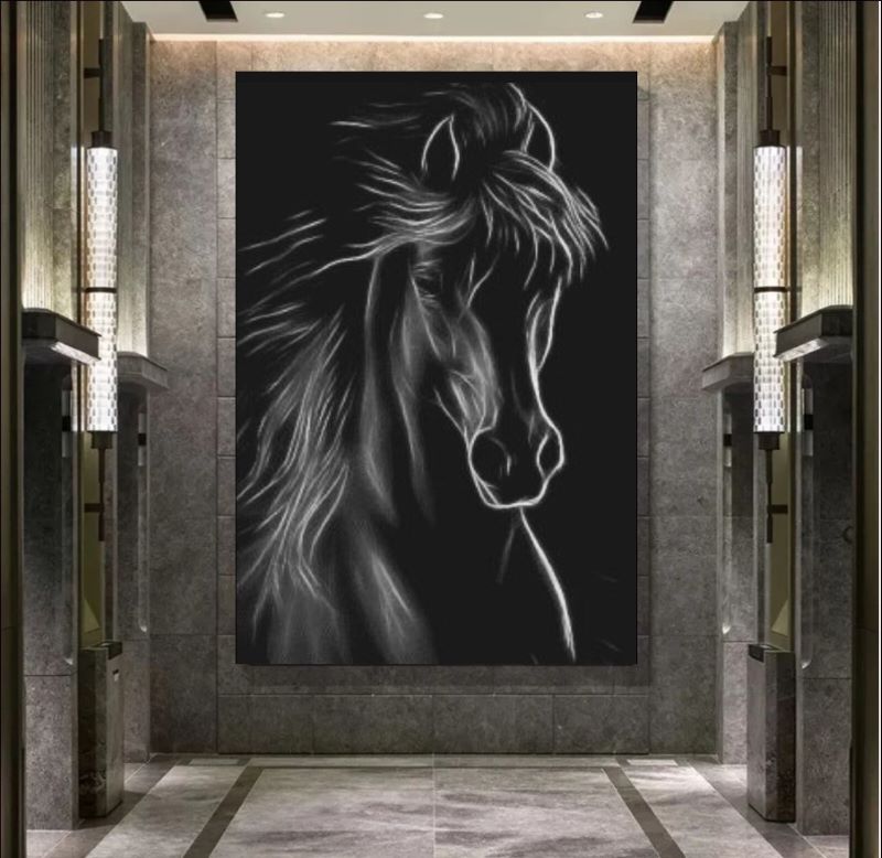 Black horse in black