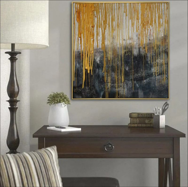 Black and Gold abstract handmade painting