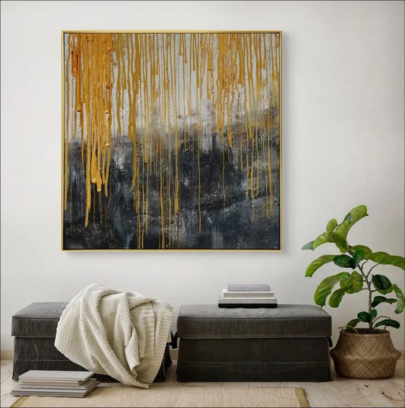 Black and Gold abstract handmade painting