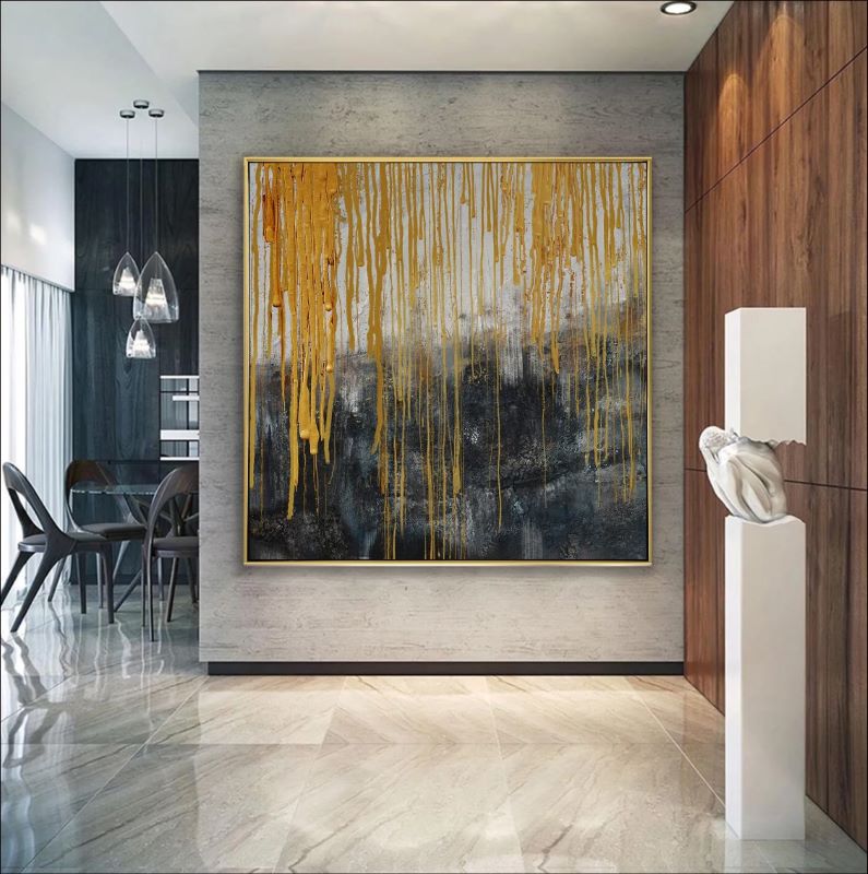 Black and Gold abstract handmade painting