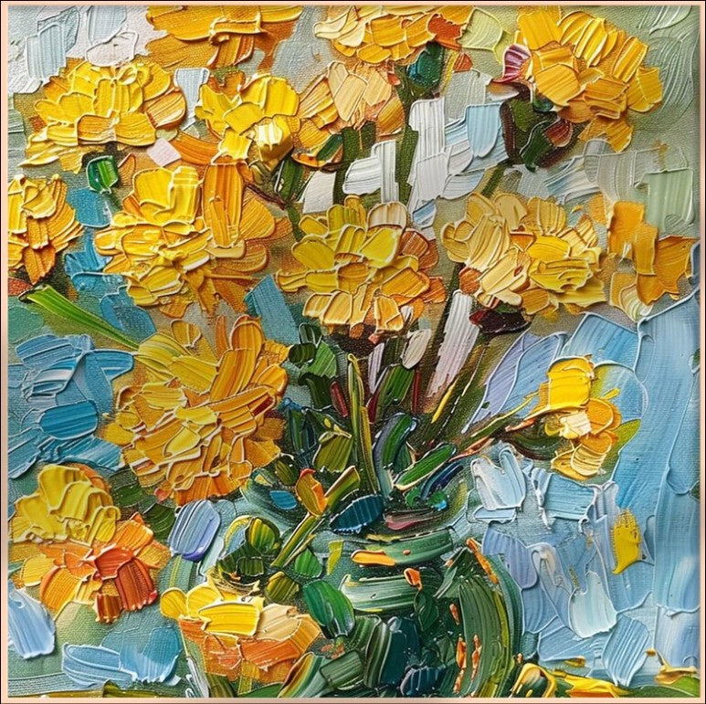 Blooming Sunshine: Decorative Floral Canvas Art