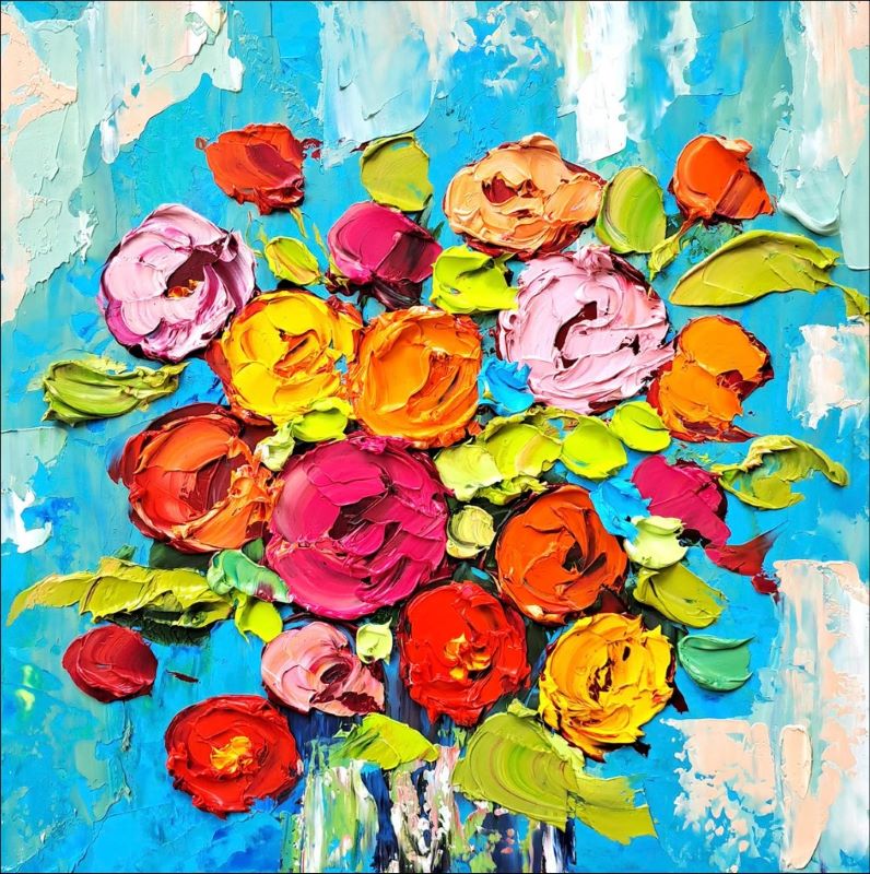 Blooming Vibrance: Colorful Floral Abstract Art