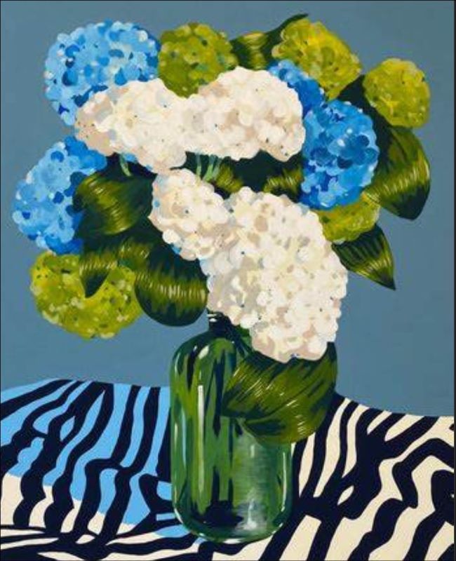 Blue, white and green Hydrangea