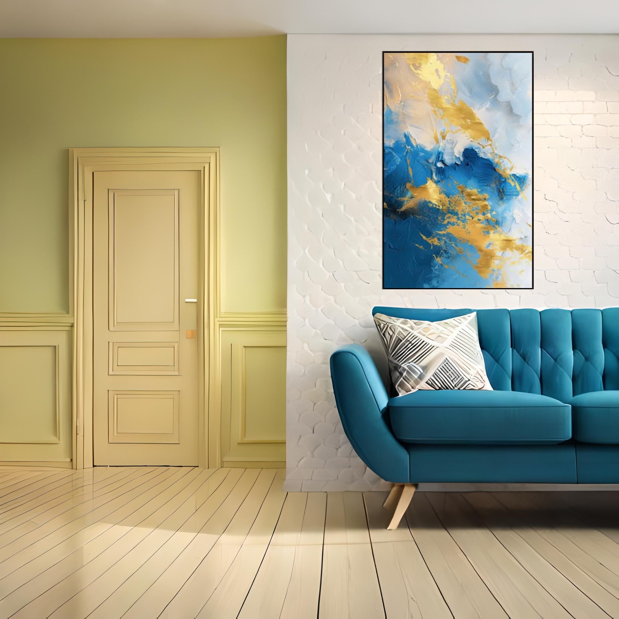 Blue and Gold Abstract Painting