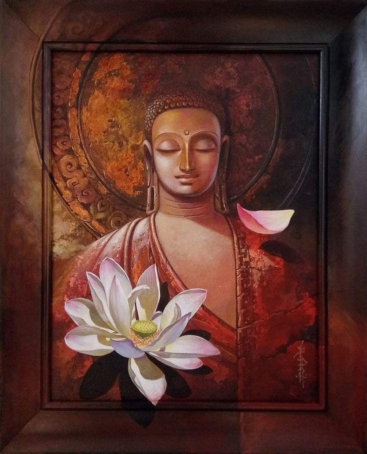 Custom Mafia Lord Buddha with Lotus Flower Art