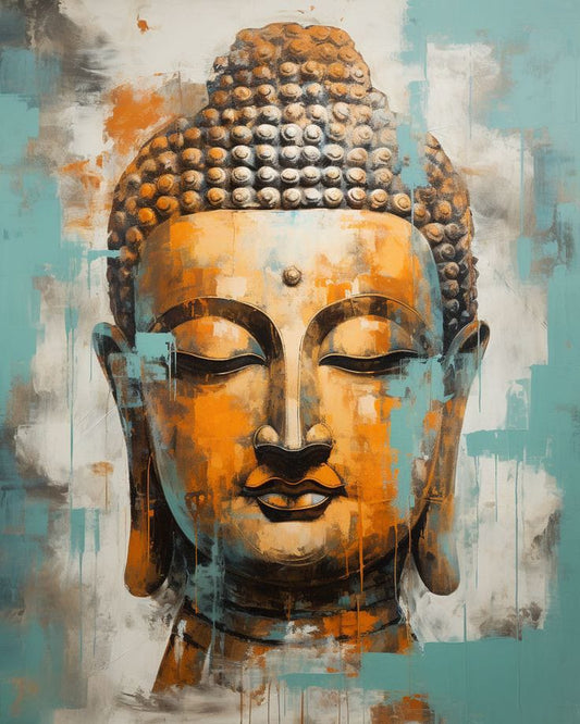 Lord Buddha Gold Textured Canvas Painting