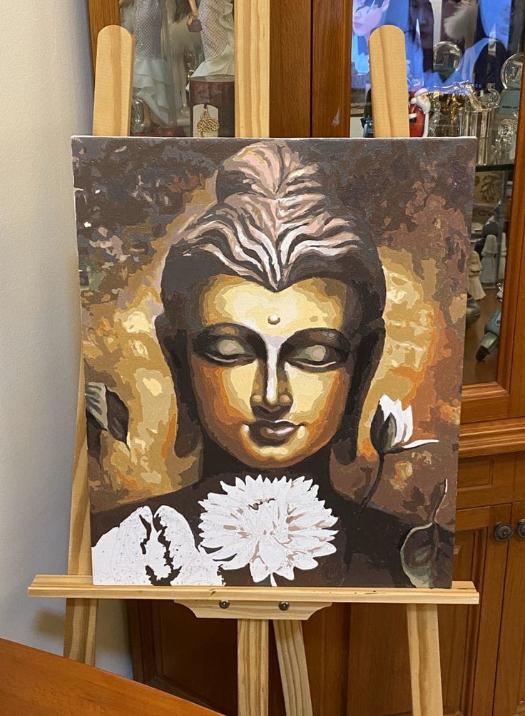 White Lotus and Buddha Painting