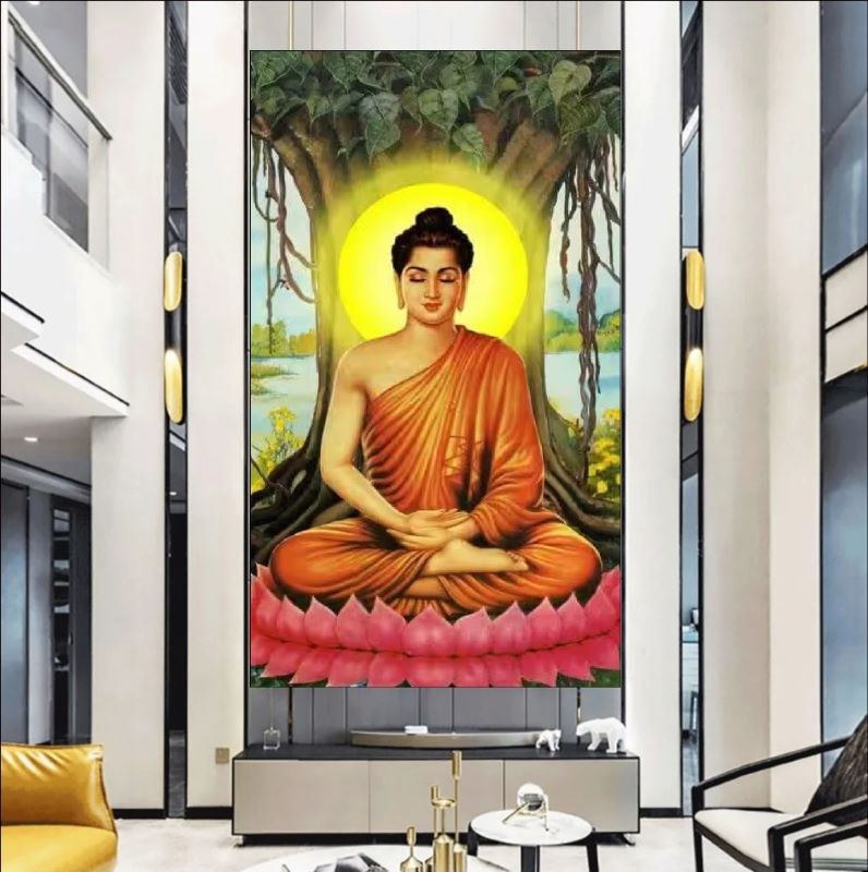 Buddha Under Tree Hand Painting on Canvas