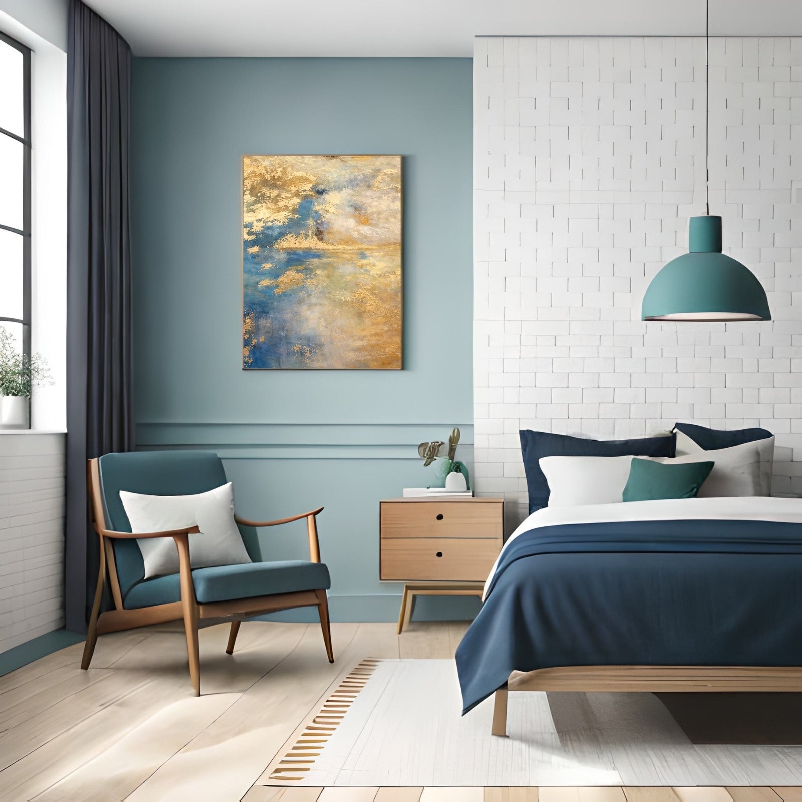 Abstract expressionist oil painting featuring thick, textured vertical brushstrokes in a vibrant mix of red, yellow, blue, and green on a white background.