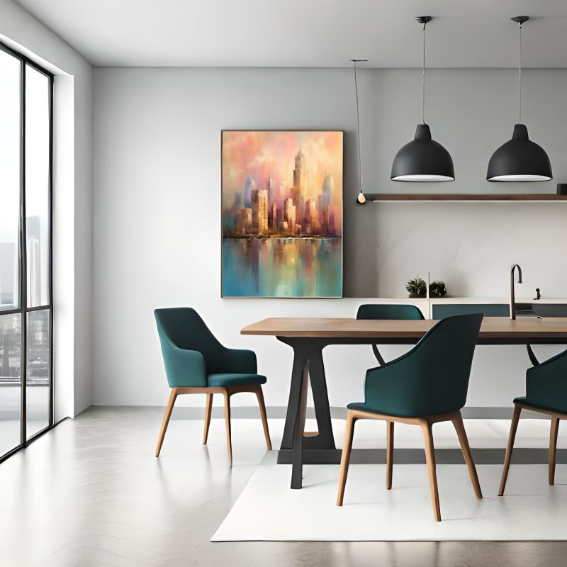 City Skyline at Sunrise: A Soothing Abstract Reflection