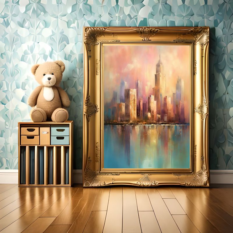 City Skyline at Sunrise: A Soothing Abstract Reflection