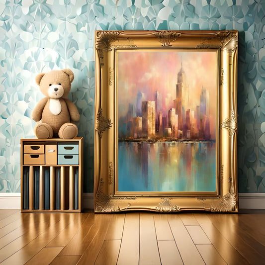 City Skyline at Sunrise: A Soothing Abstract Reflection