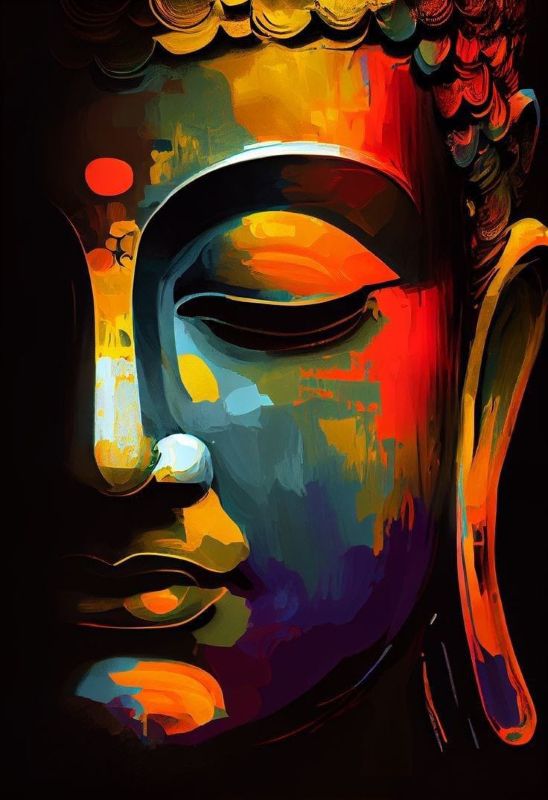 Colorful abstract depiction of Buddha with artistic style