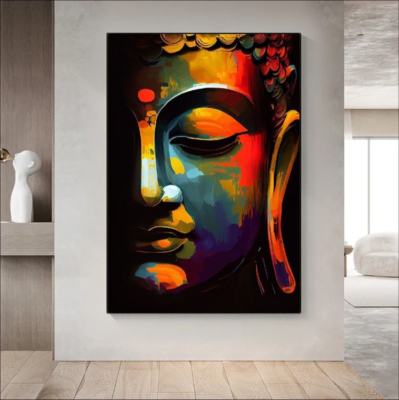 Colorful abstract depiction of Buddha with artistic style