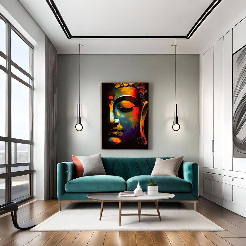 Colorful abstract depiction of Buddha with artistic style
