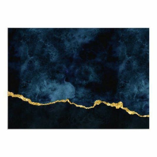 Dark Elegance: Midnight Blue with Gold Abstract Highlights