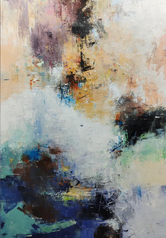 Depth and Color Harmony: Abstract Textured Artwork