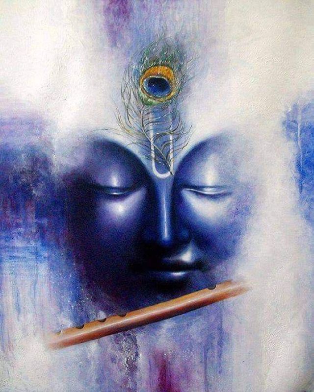 Divine Stillness - Krishna's Face and Flute of Bliss