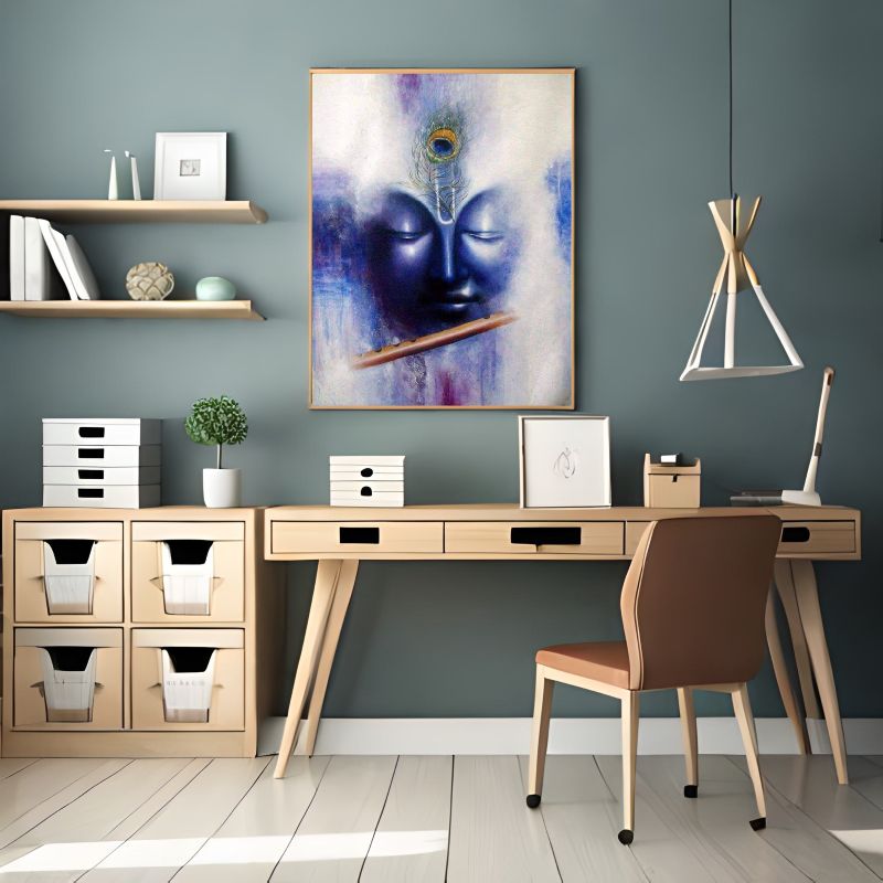 Divine Stillness - Krishna’s Face and Flute of Bliss