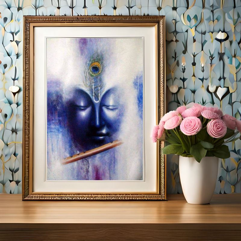 Divine Stillness - Krishna’s Face and Flute of Bliss