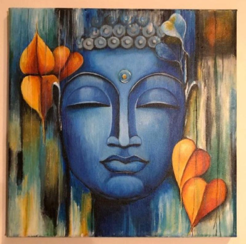 Divine Blue: A Captivating Buddha Wall Art