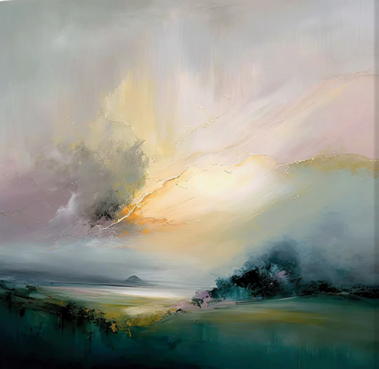 Dreamy Abstract Sunrise: Modern Landscape Artwork