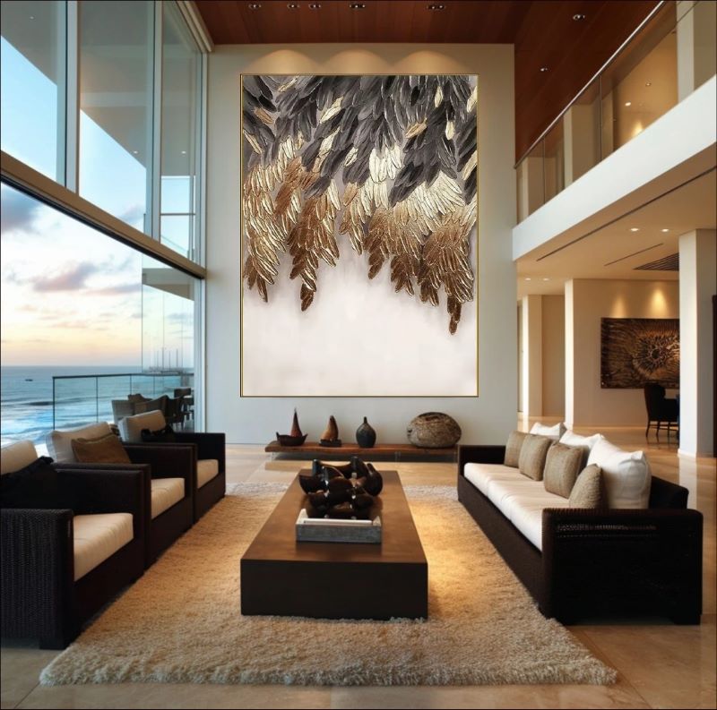 Ebony and Gold Feathers – Elegant Black and Gold Feather