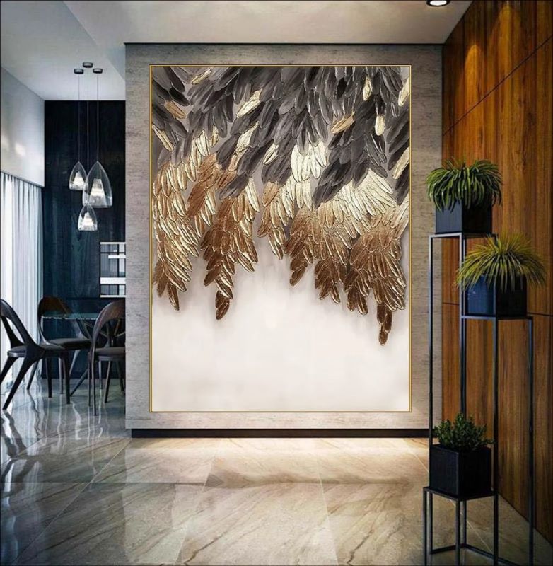 Ebony and Gold Feathers – Elegant Black and Gold Feather