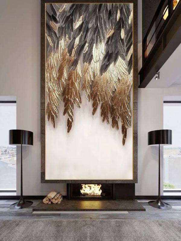 Ebony and Gold Feathers – Elegant Black and Gold Feather