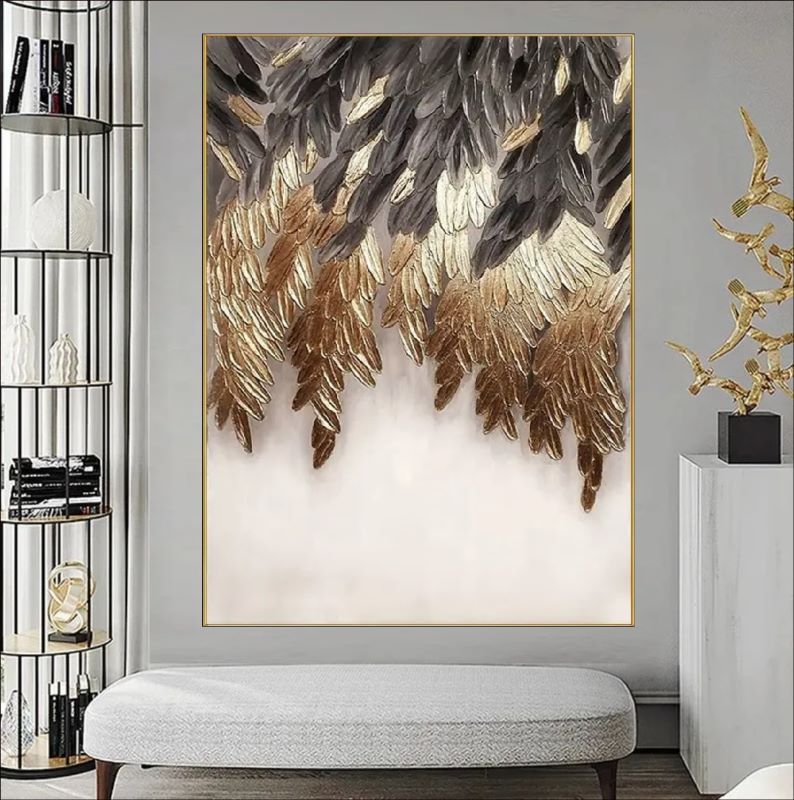 Ebony and Gold Feathers – Elegant Black and Gold Feather