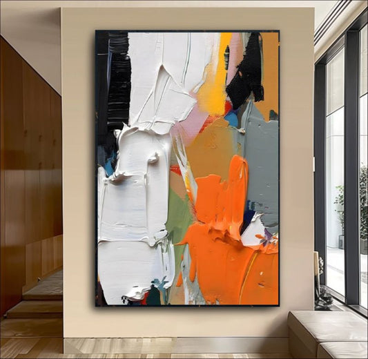 Energetic Textures: Modern Abstract Artwork with Bold Colors