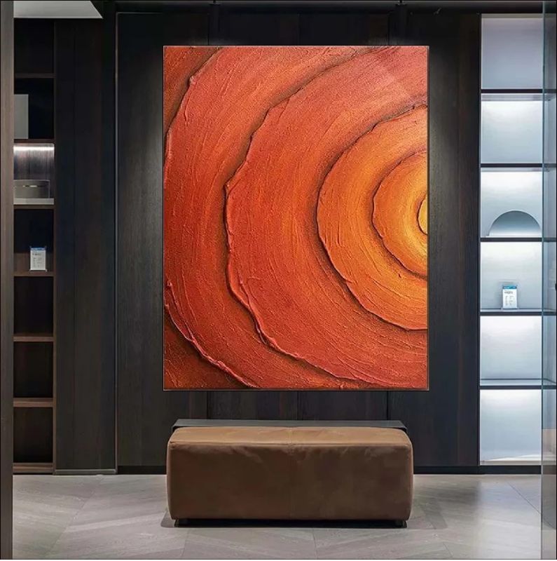 Ethereal Ember – A textured abstract painting with warm spiral layers in earthy tones