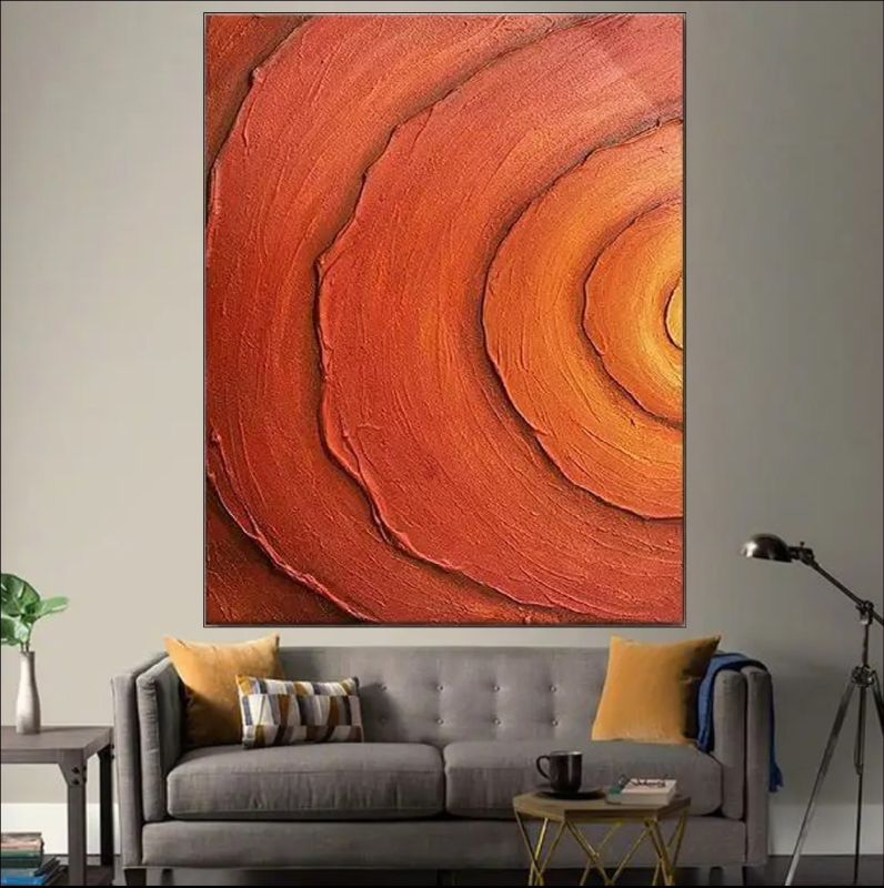 Ethereal Ember – A textured abstract painting with warm spiral layers in earthy tones