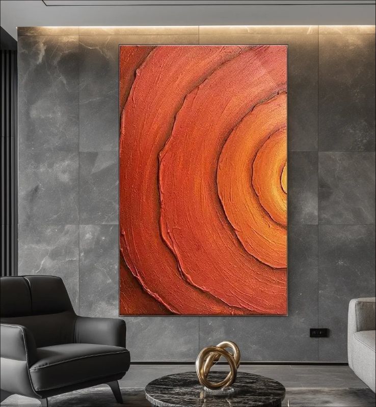 Ethereal Ember – A textured abstract painting with warm spiral layers in earthy tones