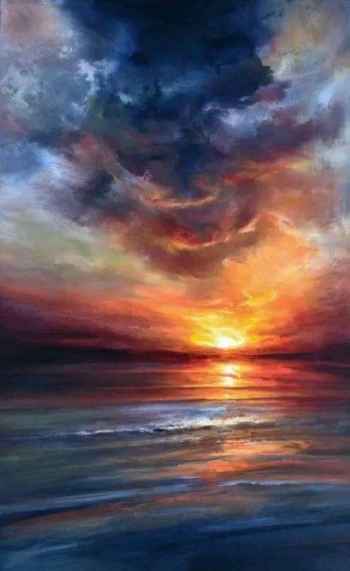 Evening Splendor: A Sunset Painting the Sky and Sea
