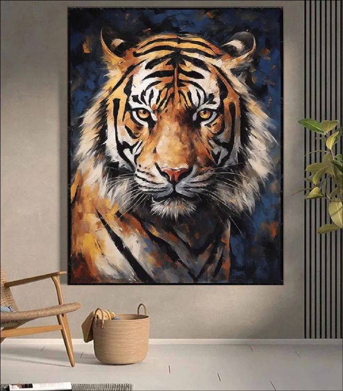 Majestic tiger oil painting titled "Eyes of the Wild."
