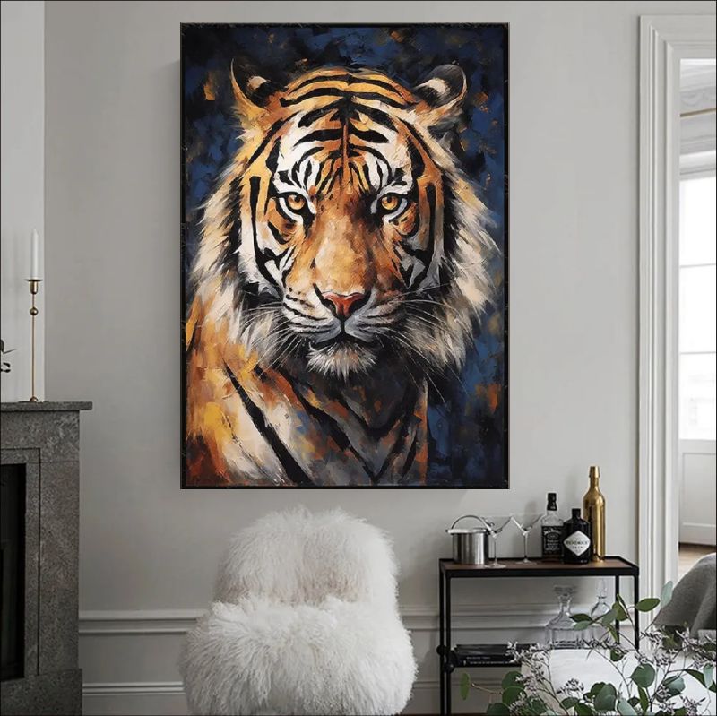 Majestic tiger oil painting titled "Eyes of the Wild."