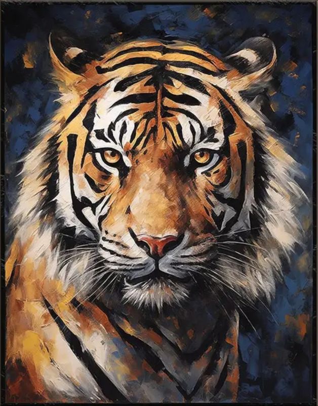 Majestic tiger oil painting titled "Eyes of the Wild."