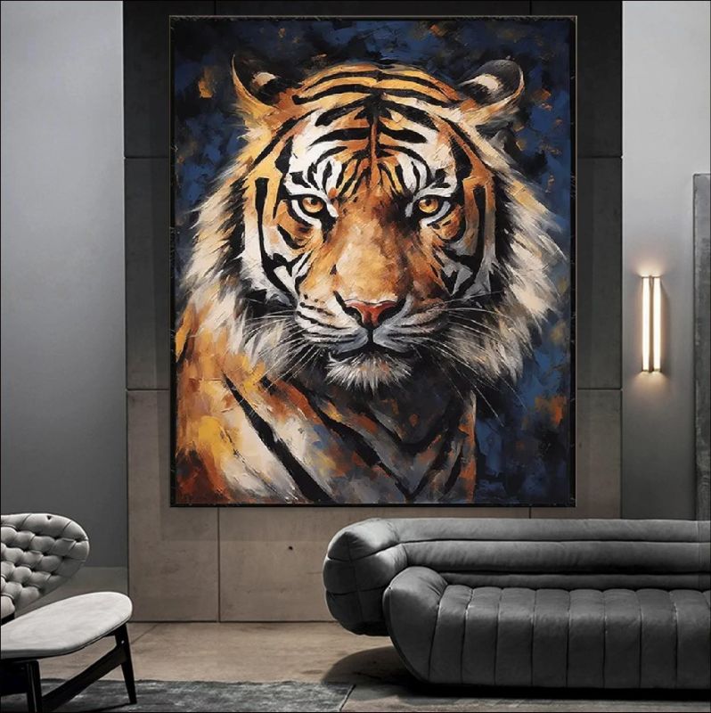 Majestic tiger oil painting titled "Eyes of the Wild."