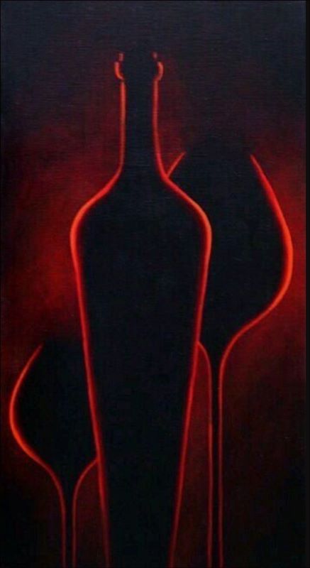 Red Wine Bottle in Black