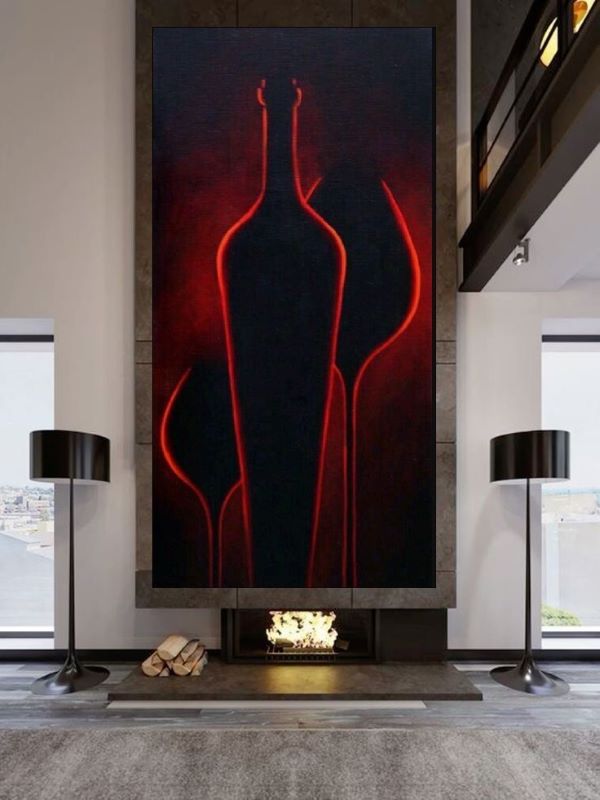 Red Wine Bottle in Black