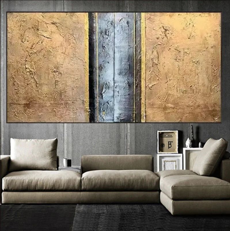 Illuminated Rift - Abstract Textured Painting in Gold and Shadow