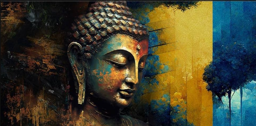 Golden Aura:-captivating Buddha Art for Peace and Serenity