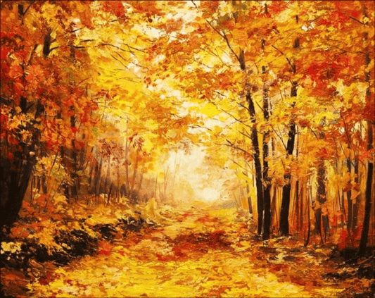 Golden Serenity: A Luminous Autumn Forest Landscape

